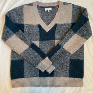 Lucky Brand V Neck Plaid Sweater